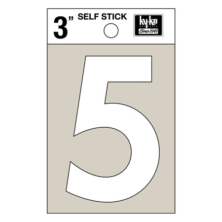 Hy-Ko 3In White Vinyl Number 5, 10PK A30505